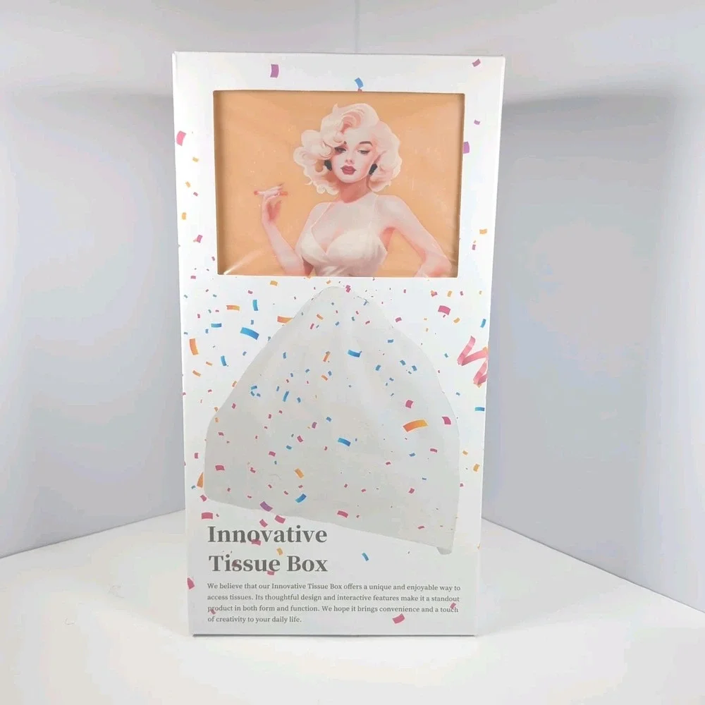 Marilyn Monroe Inspired Flowing Skirt Tissue Box, Peach, New In Box